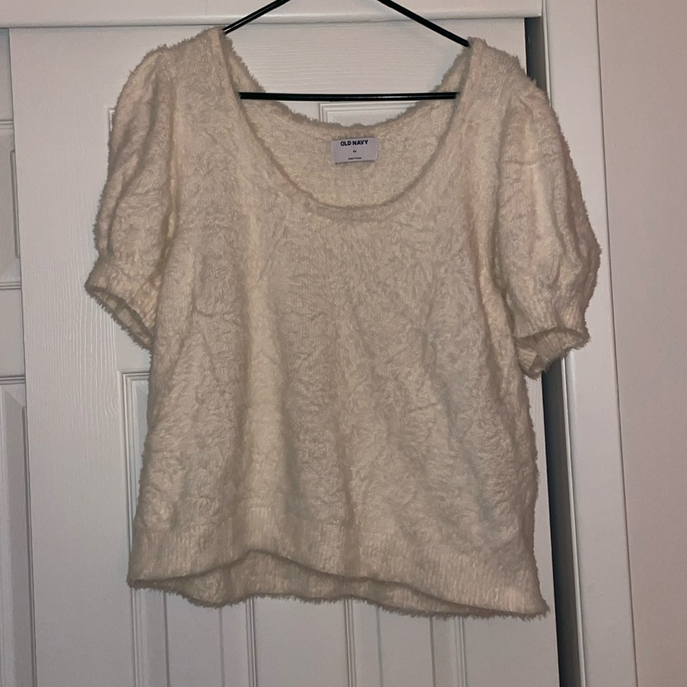 Old Navy Short Sleeve Eyelash Sweater “Creme de la Creme” Size 2XL